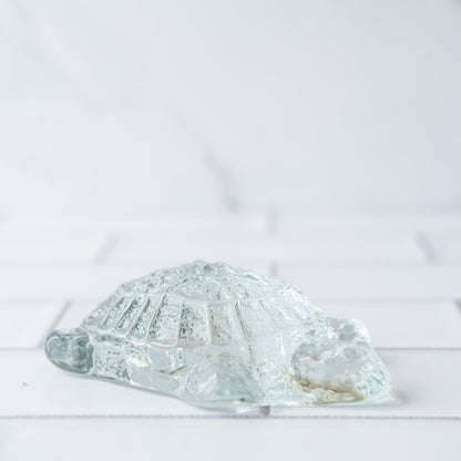 Blenko Turtle Crystal Paperweight, elegant stationery accessory, unique addition from Blenko collection, available at stationery store.