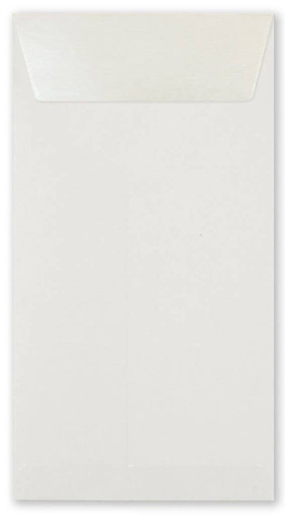 White pearlescent envelope for Champagne Toast Pop-Up Card from stationery store.