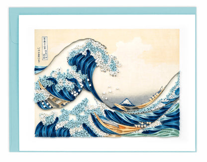 Quilled Great Wave, Hokusai Greeting Card from Artist Series at stationery store.