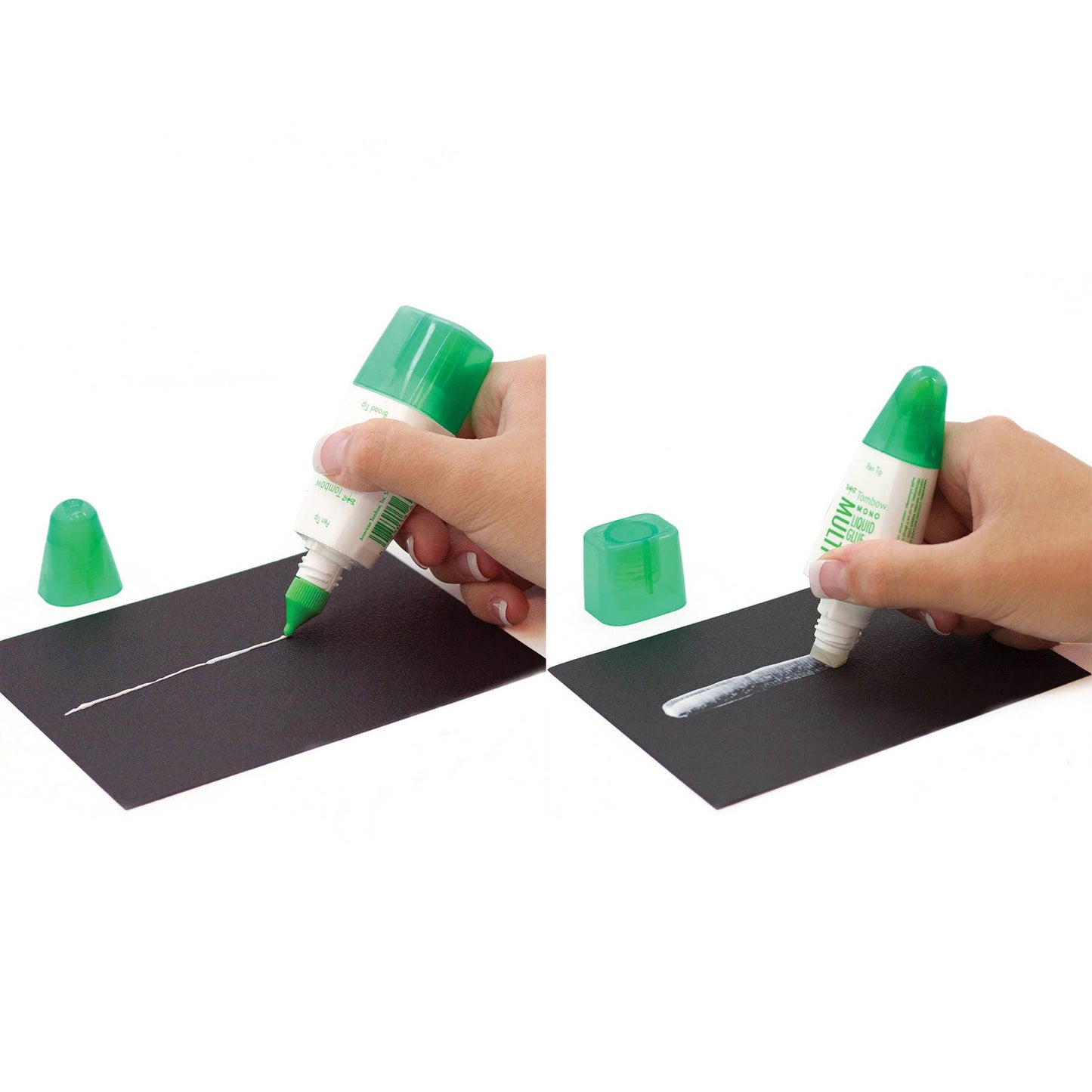 Using MONO Multi Liquid Glue with dual applicators for precise or broad bonding, ideal for stationery store supplies.