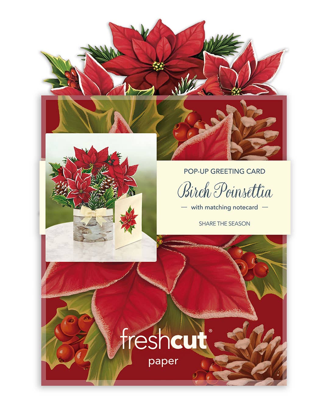 Mini Birch Poinsettia - Pop-up Greeting Card