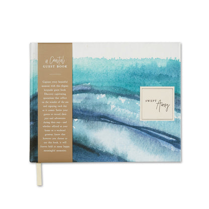 Guest Book - Swept Away (Coastal) with ocean design, from a stationery store, perfect for elegant events and memorable occasions.