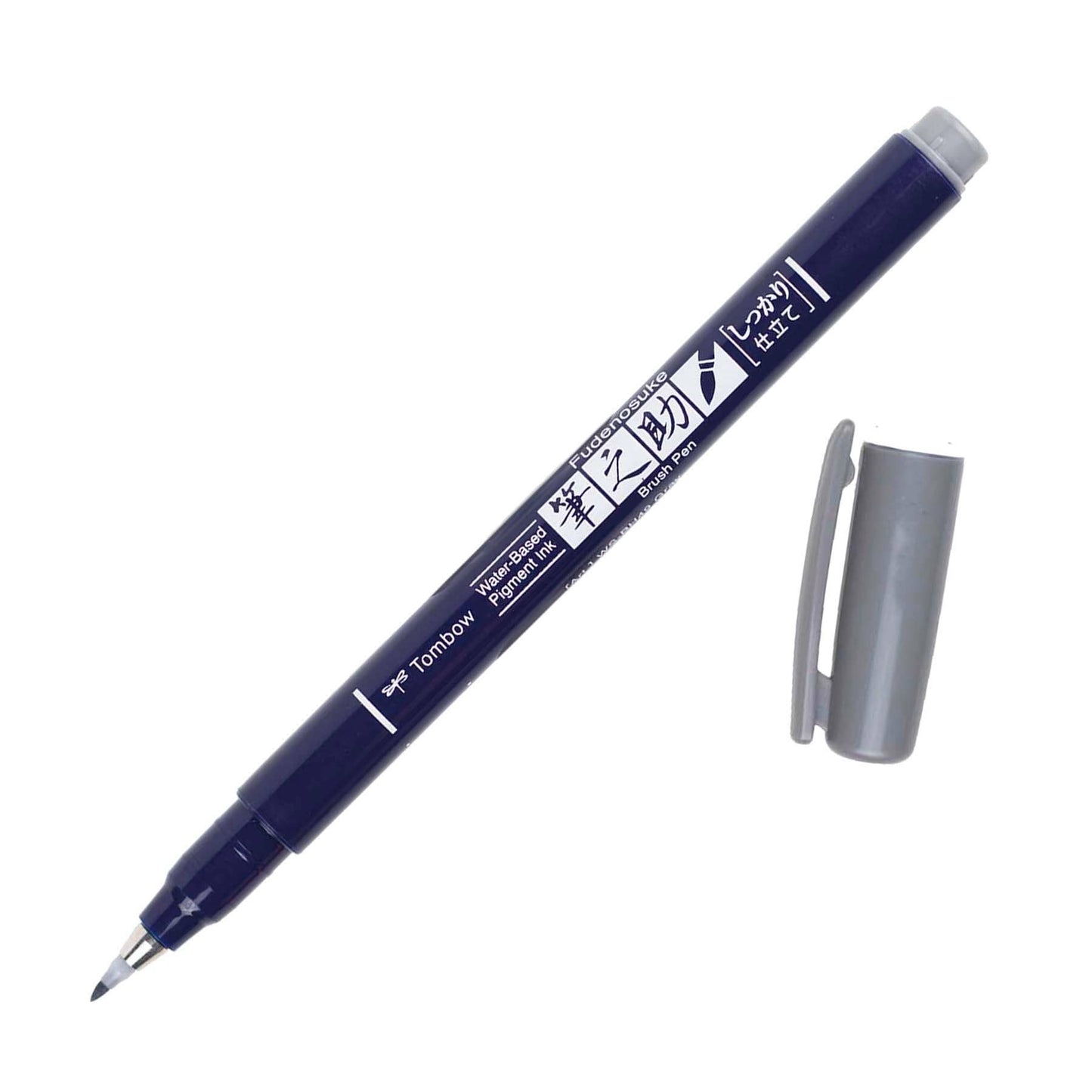 Fudenosuke Calligraphy Brush Pen with hard tip, ideal for beginners in brush lettering and sold at stationery stores. Includes cap.