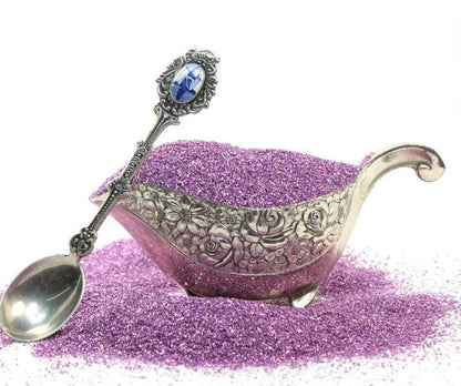 Lilac Sparkly German Glass Glitter Fine 90 Grit in Ornate Scoop, 25g. Perfect for Stationery Store Art Projects.