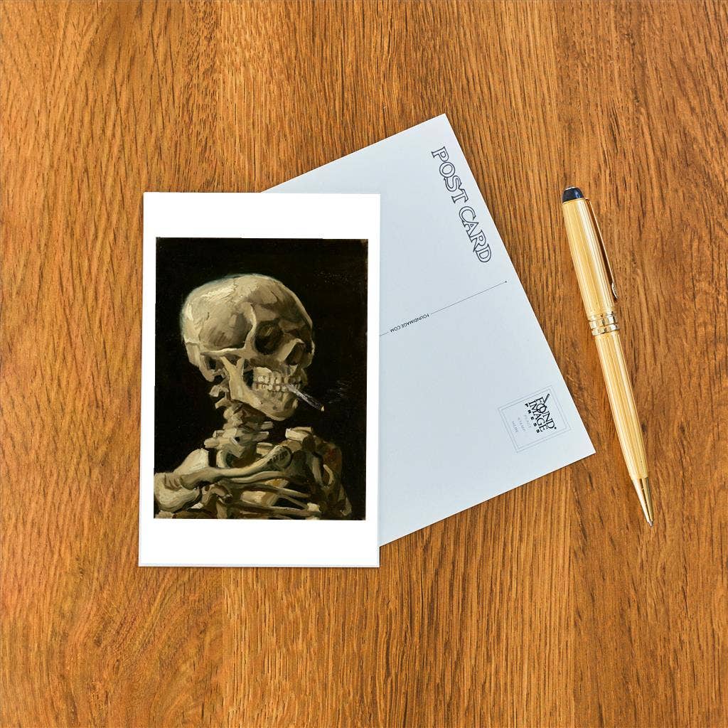 Postcard - Skull Smoking Cigarette