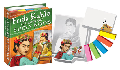 Frida Reflections Sticky Notes book with colorful markers and art palette, ideal for stationery stores.