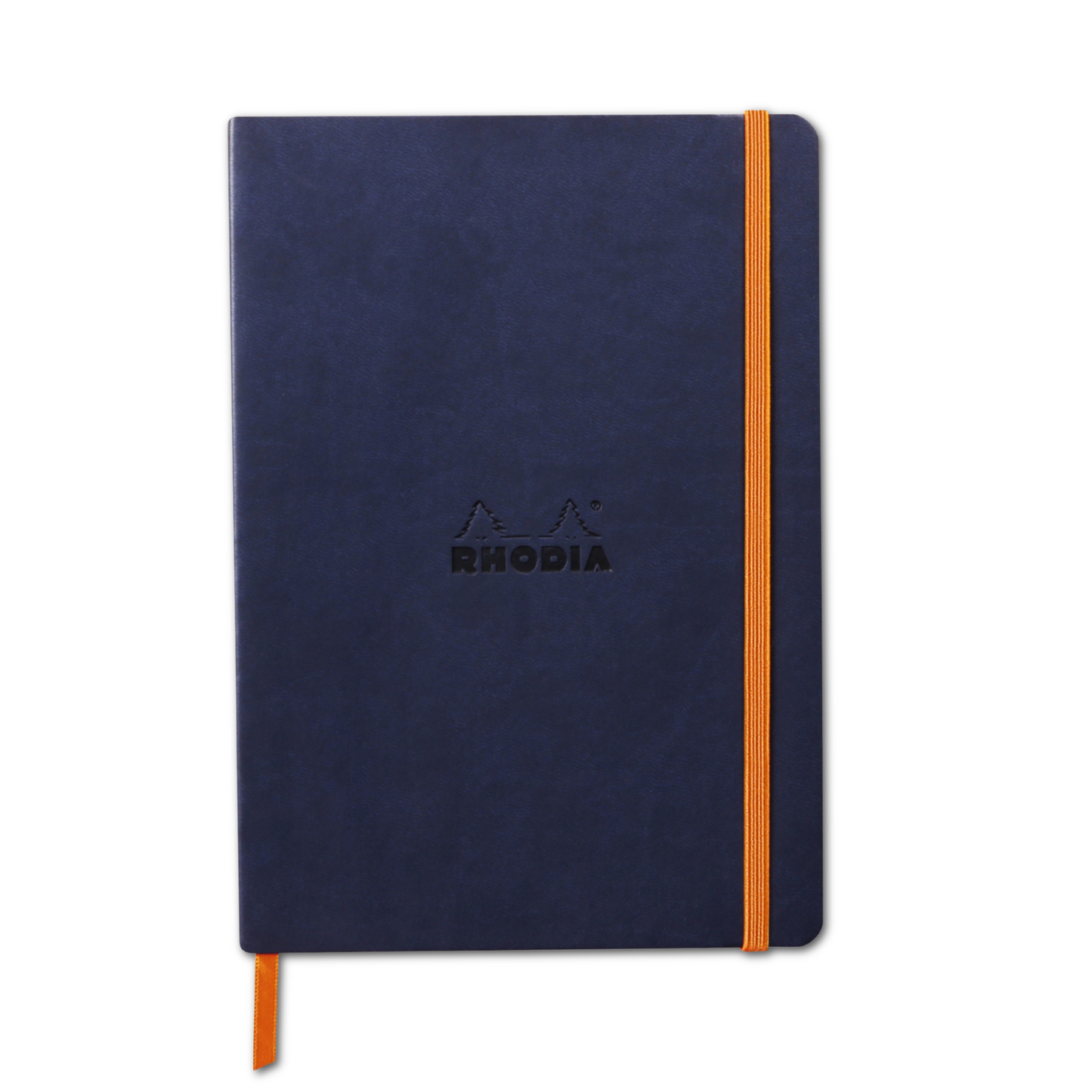 Rhodiarama Softcover Journal A5 with vegan leather cover, elastic closure. Ideal for stationery store, fountain pen friendly, dot grid option.