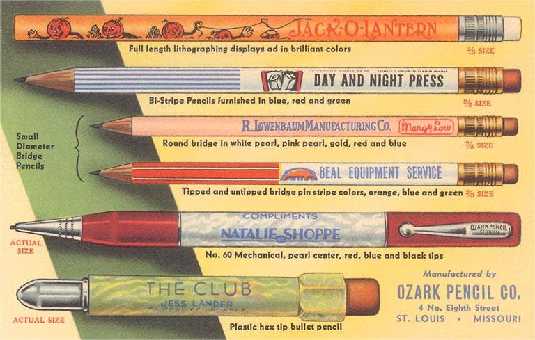 Postcard - Varieties of Pencils