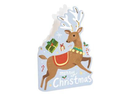 Santa and Reindeer Die-cut Shadow Box  Holiday Boxed Cards