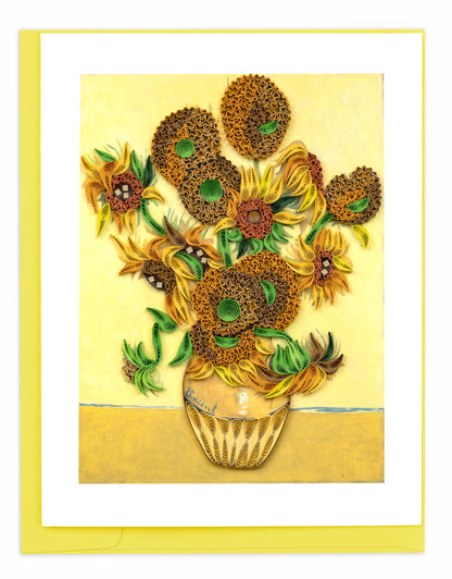 Artist Series Quilled Sunflowers Van Gogh Greeting Card, inspired by Sunflowers paintings, available at stationery store.