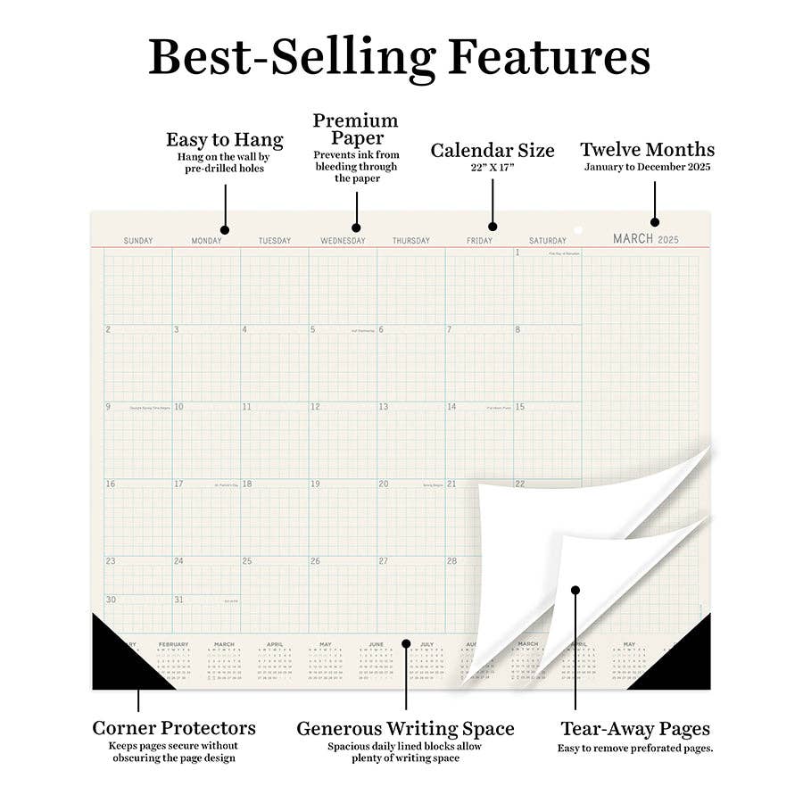 2025 Vintage Professional Large Desk Pad Monthly Blotter Calendar