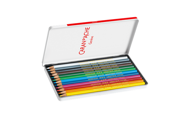 Set of 12 Permanent Pencils SWISSCOLOR in Metal Box