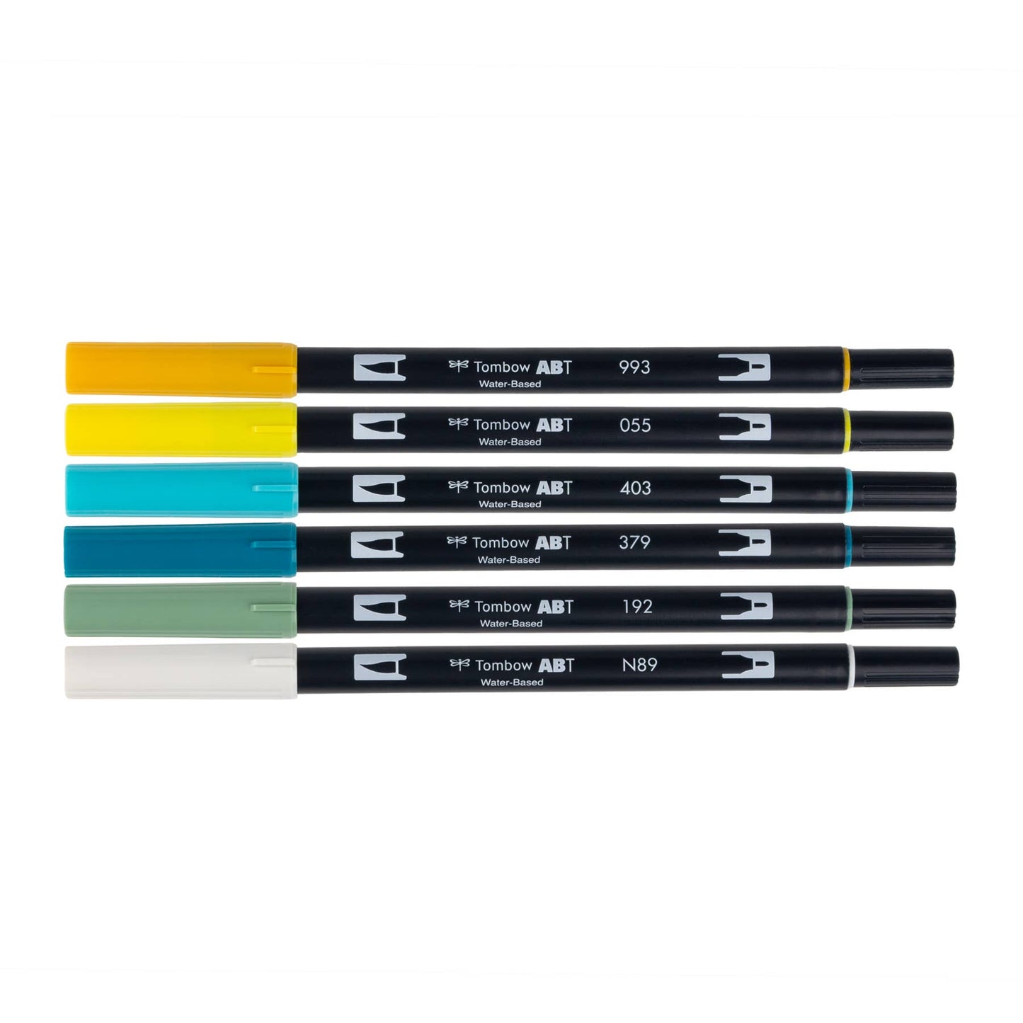 Dual Brush Pen Art Markers in Lemon Squeezy colors, 6-Pack from stationery store. Features dual tips for artists and crafters.