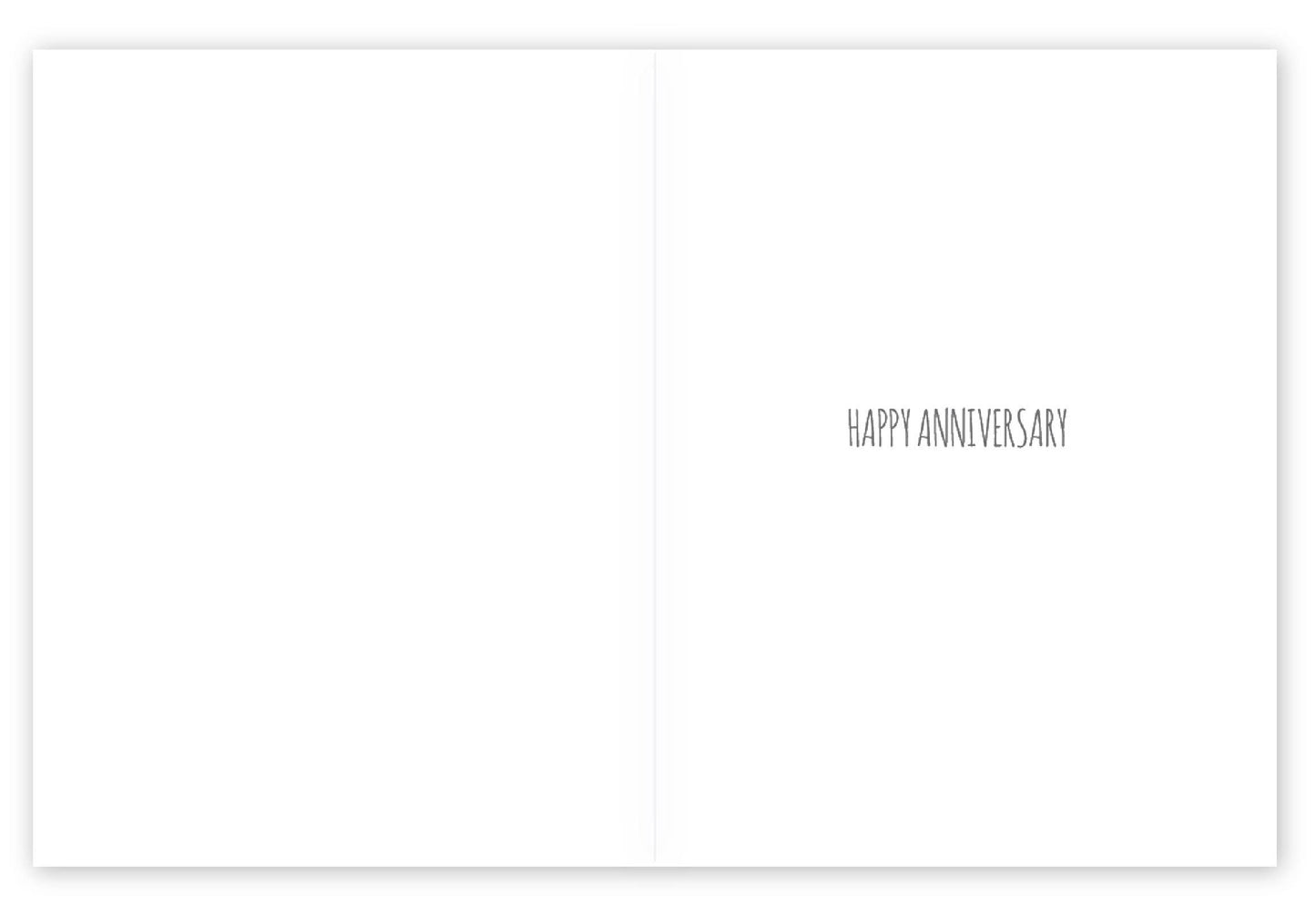 Inside view of Anniversary Swans Seagull Card with 'Happy Anniversary' text. Available at our stationery store. Eco-friendly materials.