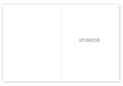 Inside view of Anniversary Swans Seagull Card with 'Happy Anniversary' text. Available at our stationery store. Eco-friendly materials.