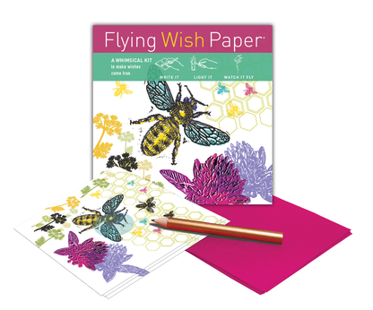 JUST BEE Mini Kit with 15 Wish Papers and Accessories, Flying Wish Paper for stationery store, includes whimsical bee designs.