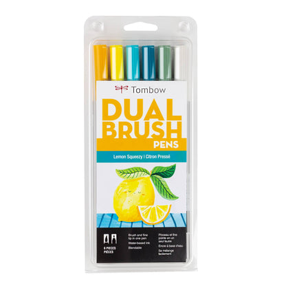 "Dual Brush Pen Art Markers, Lemon Squeezy 6-Pack, Stationery Store"