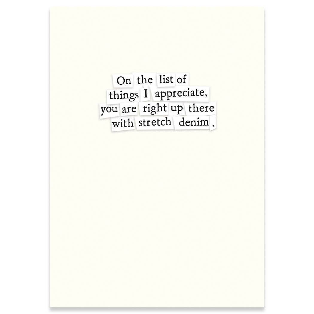 STRETCH DENIM THANK YOU GREETING CARD 3.5 x 4.875