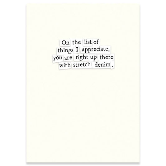 STRETCH DENIM THANK YOU GREETING CARD 3.5 x 4.875