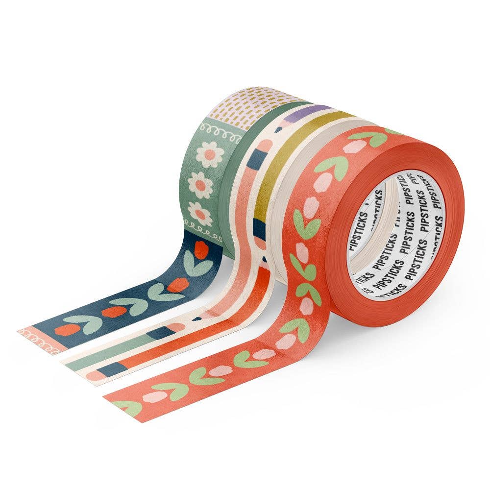 The Lovely Library Washi Tape Collection for crafting and decorating, available at Pipsticks stationery store, featuring colorful patterns.