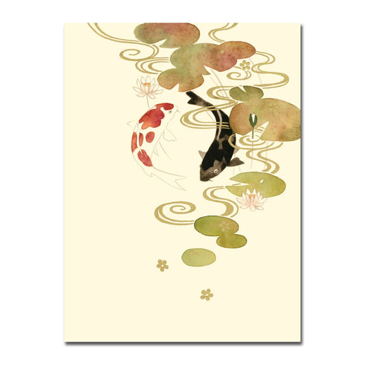 Two Koi Fish & Lilypad Foil Sympathy Card