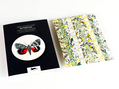 Butterflies Label Sticker & Tape Book with vibrant designs, ideal for stationery store use, featuring 250 writable stickers.