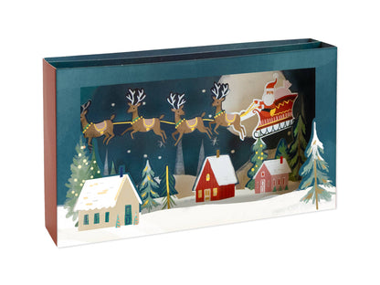 Santa and Reindeer Die-cut Shadow Box  Holiday Boxed Cards