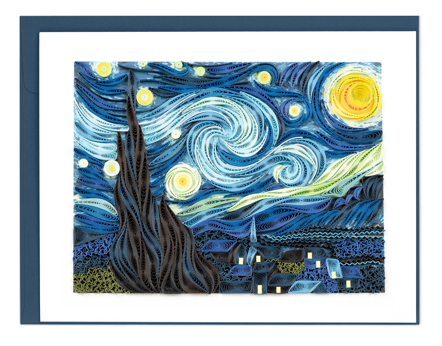 Artist Series Quilled Starry Night Van Gogh Greeting Card, Guinness record mosaic, available at stationery store