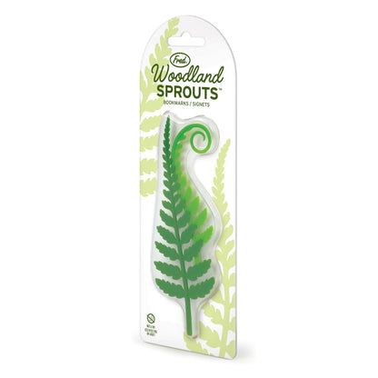 Woodland Sprouts fern bookmarks set of two in packaging, perfect for any stationery store offering charming and unique reading accessories.