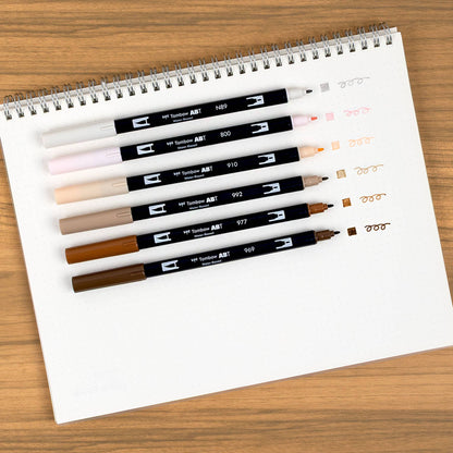 Dual Brush Pen Art Markers, Coffee Break, 6-Pack
