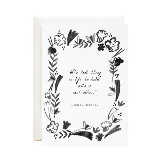 Audrey's Advice greeting card with hand-drawn floral illustration from Mr. Boddington, available at New York stationery store.