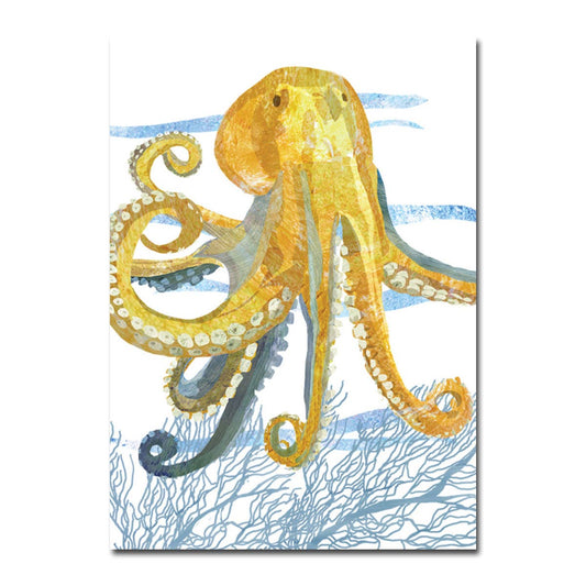 Yellow Octopus Birthday Card - "Cephalobrate! It's your birthday!" - Matte finish by Two Can Art, stationery store exclusive.