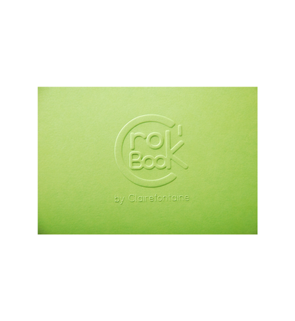 Clairefontaine CrokBook Sketchbook with embossed logo on green cover, perfect for sketches. Available at stationery stores. Assorted colors.