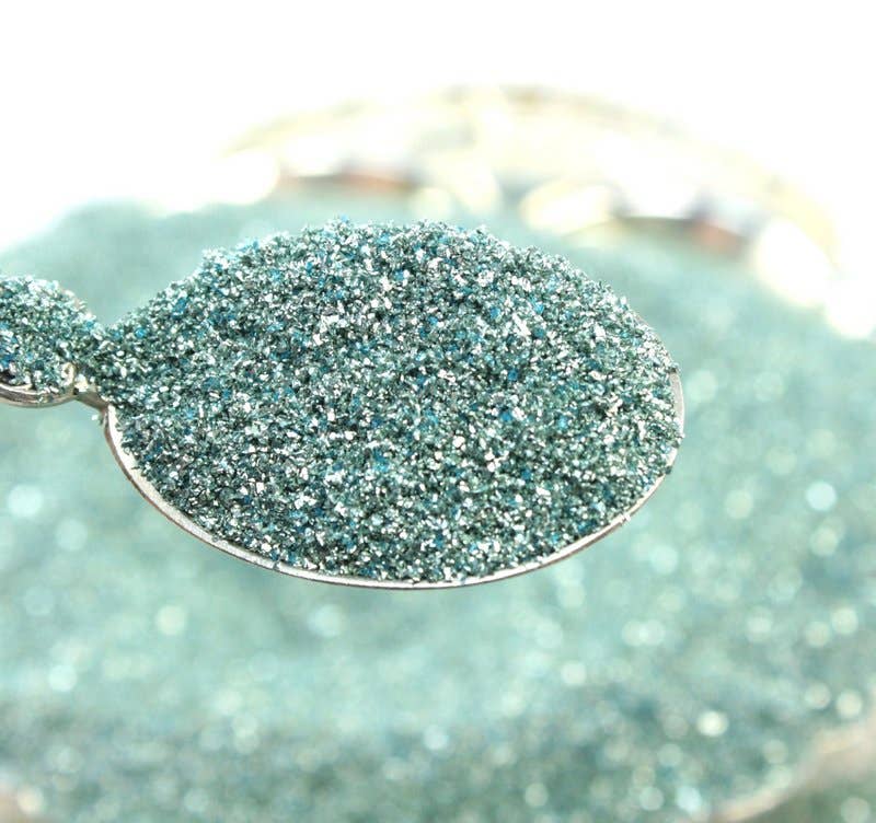 Pale Blue Sparkly German Glass Glitter Fine 90 Grit 25g, ideal for stationery store crafts, silver-coated for vintage patina effect