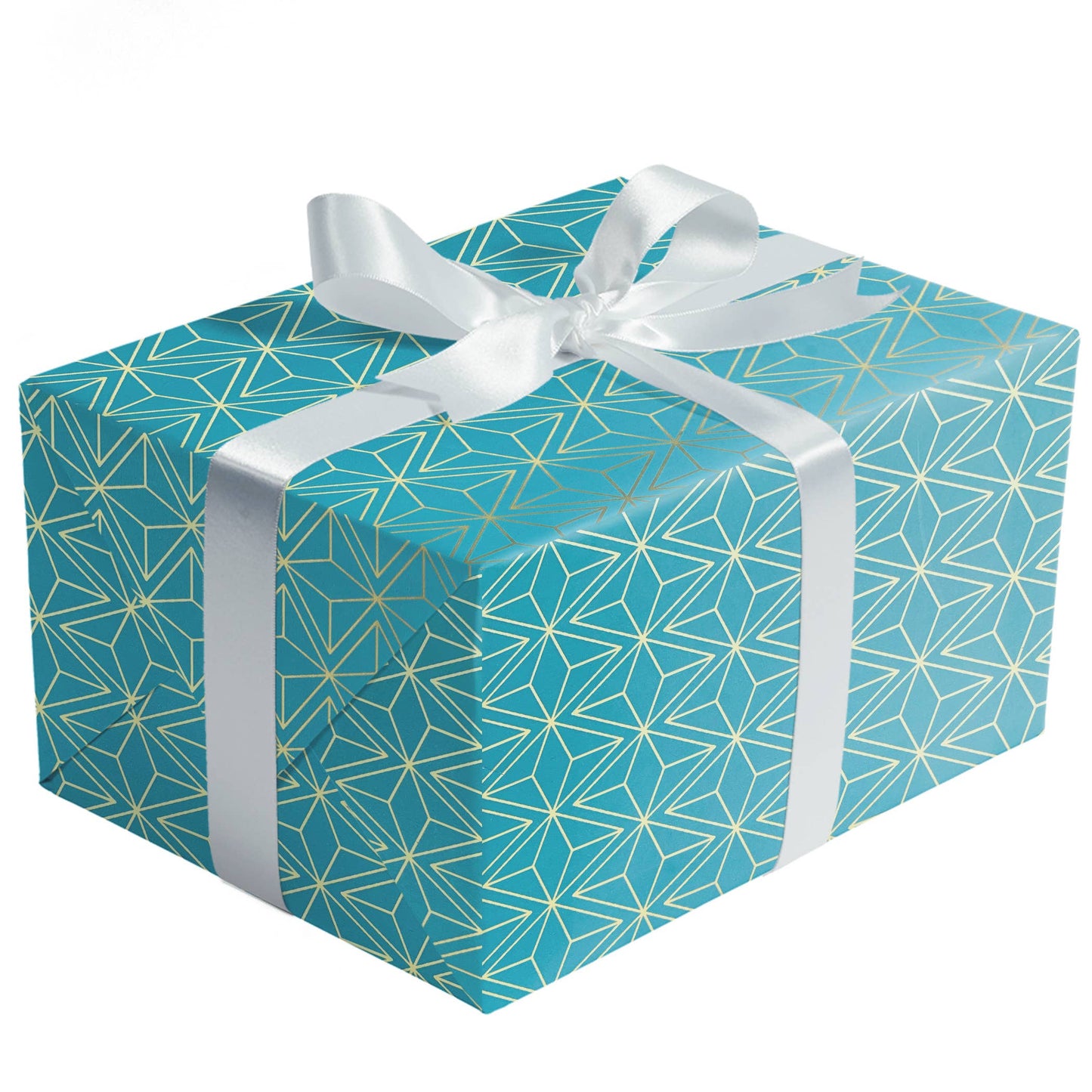 Gold Aqua Geo Gift Wrap - Rolls