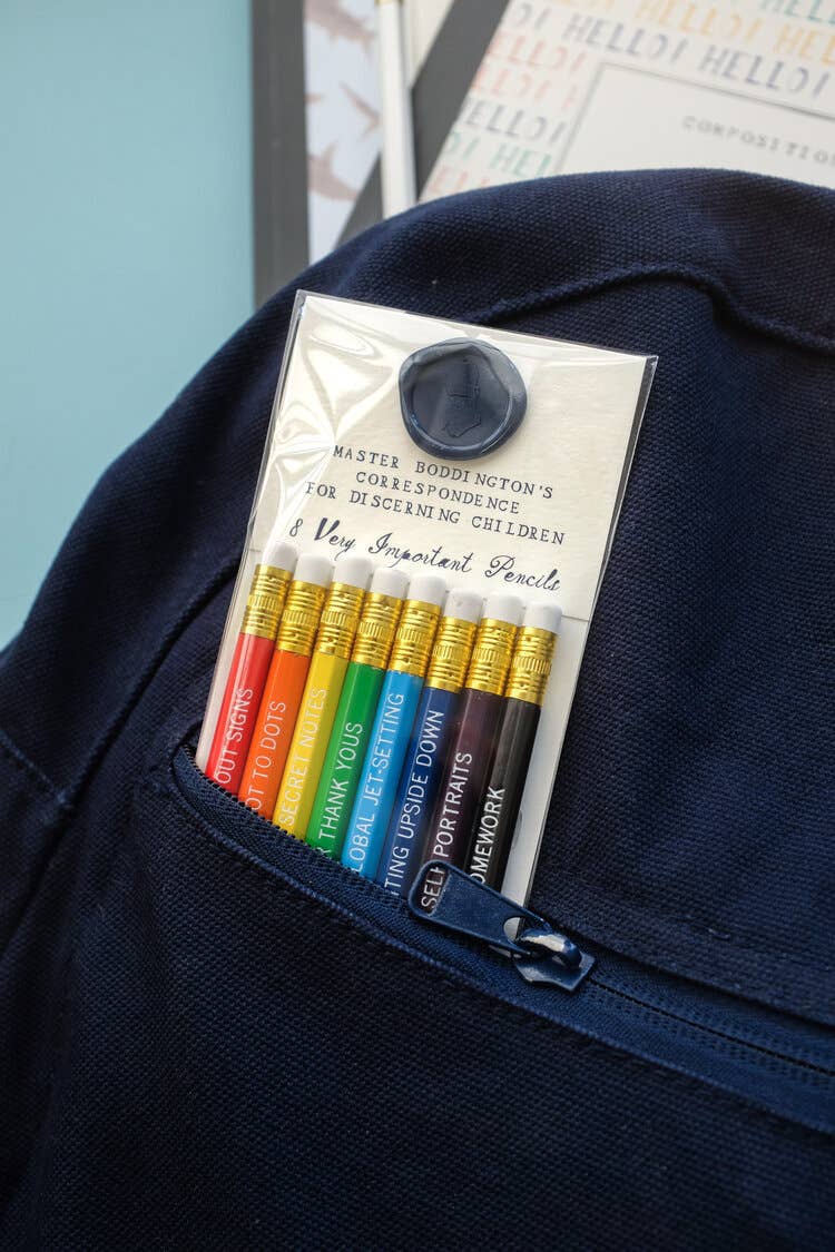 Set of 8 mini colored pencils for all occasions in a backpack, perfect stationery from a stationery store, graphite core.