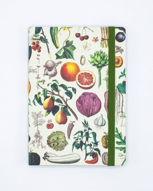 Edible Flora A5 Softcover notebook with vegetable illustrations, available at stationery store.