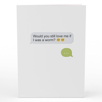 "If I Was A Worm Love 5''x7'' Pop-Up Card - Perfect for Valentine's or friendships from stationery store."