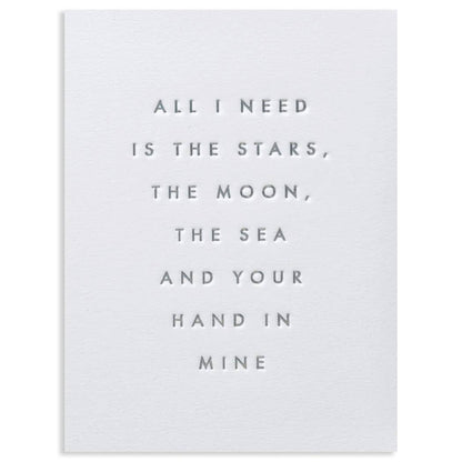 ALL I NEED Lagom Love Card from stationery store with a romantic message, perfect for any occasion, comes with a blank inside greeting.