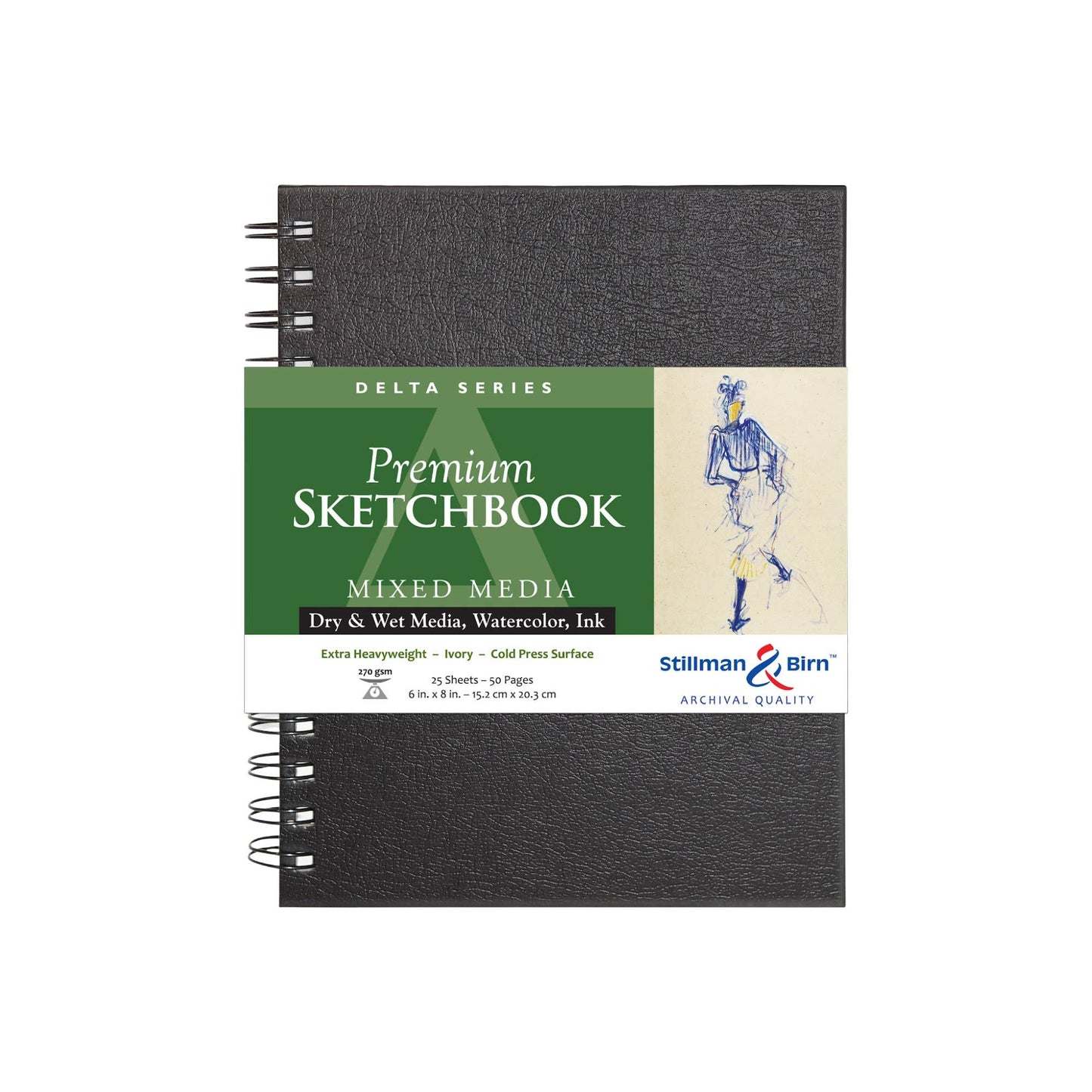 Stillman & Birn Delta Series Mixed Media Journal - Ivory, 270g paper, perfect for dry and wet media from stationery store.