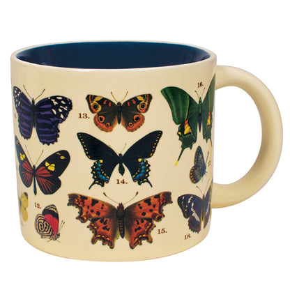 Butterflies Heat-Changing Mug from Stationery Store showing colorful butterfly illustrations on a ceramic coffee cup.