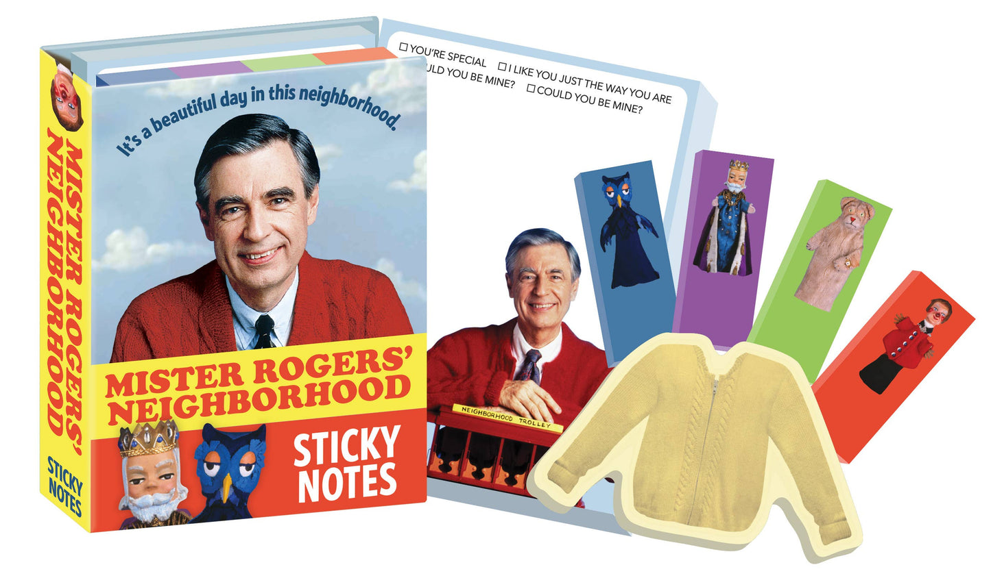 Mister Rogers' Neighborhood Sticky Notes featuring iconic characters and designs, perfect for any stationery store collection.