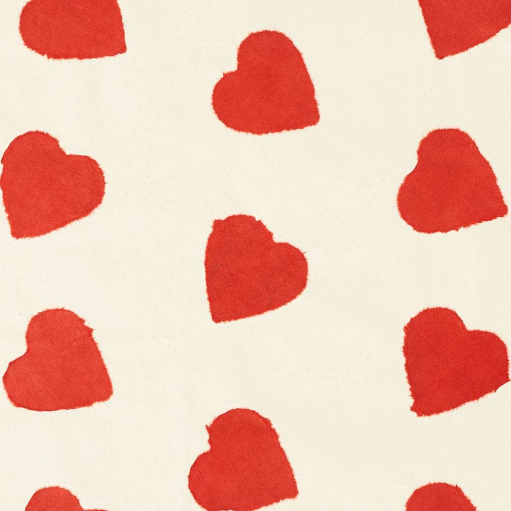 Alt Tag: Giftsland GSP800-01 wrapping paper with red tear-heart design on cream background, available at stationery store.