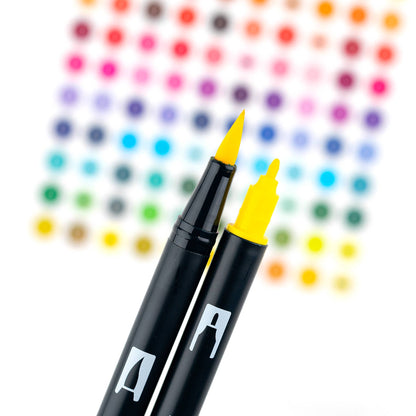 Dual Brush Pen Art Markers Lemon Squeezy 6-Pack with flexible brush tip and fine tip, ideal for artists, available at stationery store.