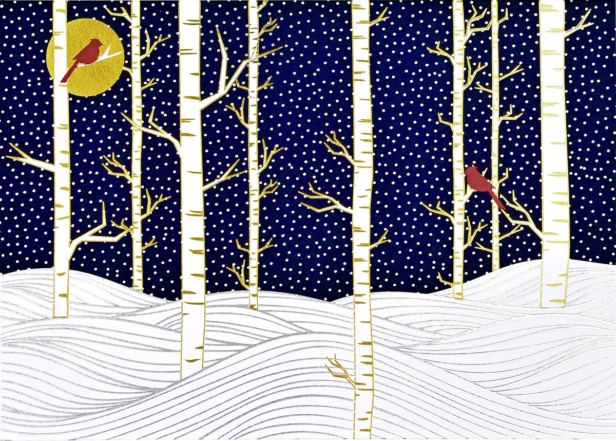 Birch Trees in Winter Deluxe Holiday Cards