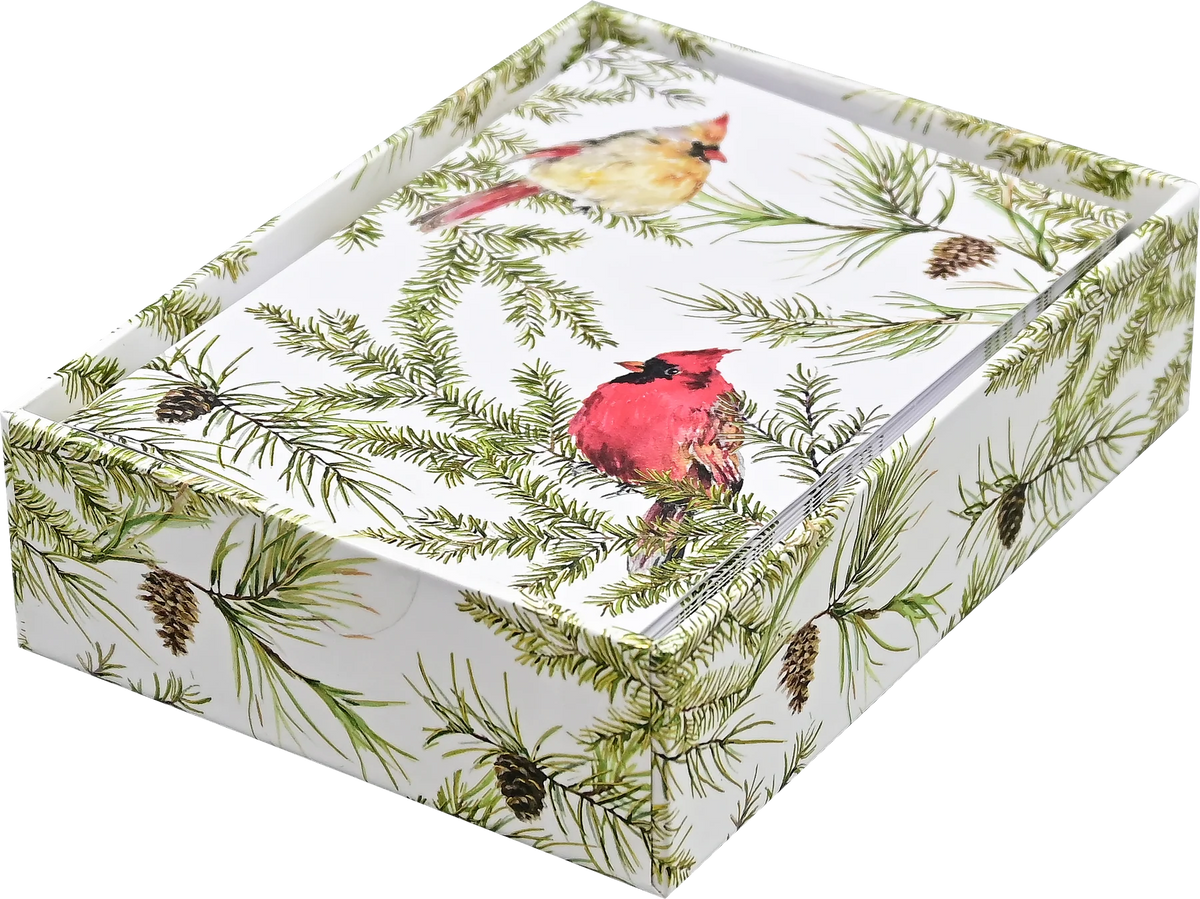 Cardinals In Evergreen Small Boxed Holiday Cards