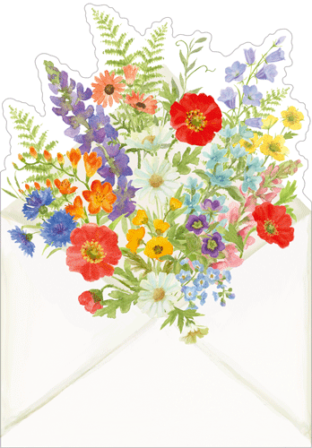 Bouquet Wishes - Die Cut Birthday Card