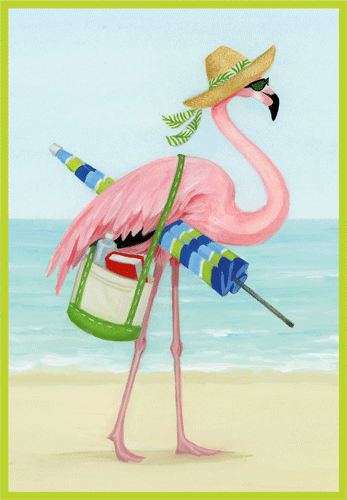 Beach Mode Flamingo Birthday Card