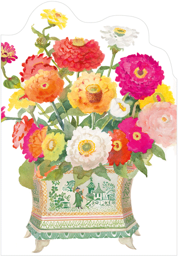 Zinnias in Cachepot Anniversary Card