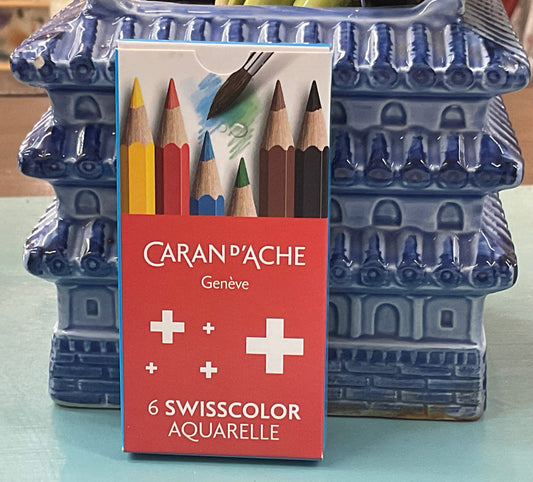 Caran d’Ache Swisscolor Water Soluble Colored Pencils - Half Length Set of 6